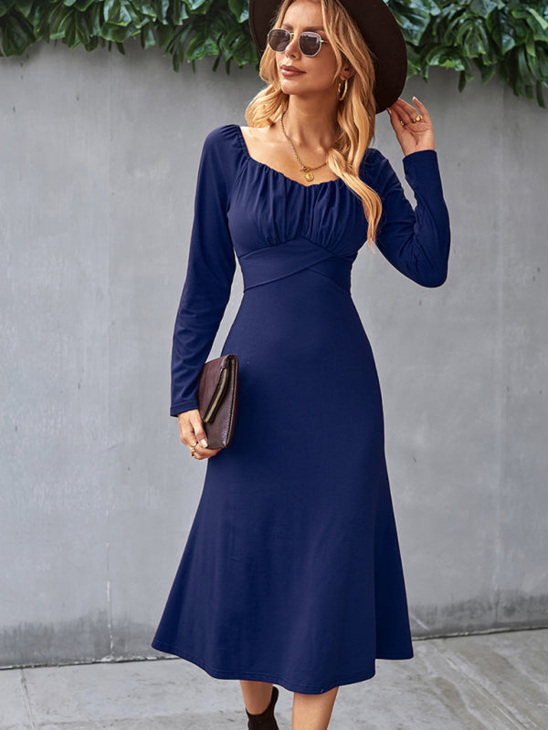 Solid Knit Raglan Sleeve Dress kakaclo