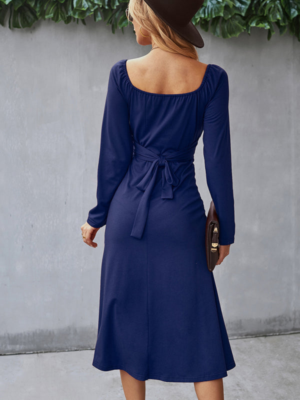 Solid Knit Raglan Sleeve Dress kakaclo