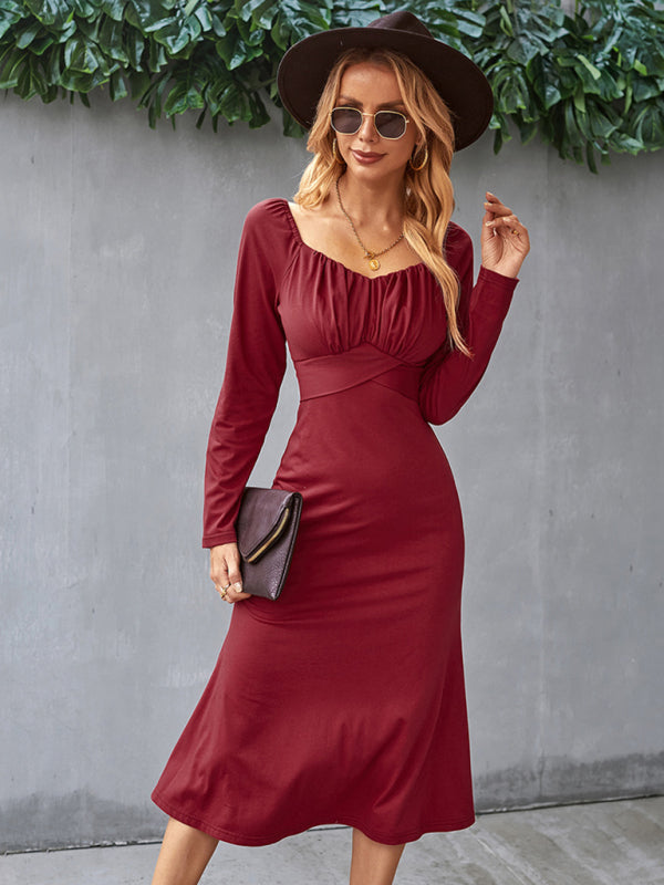 Solid Knit Raglan Sleeve Dress kakaclo