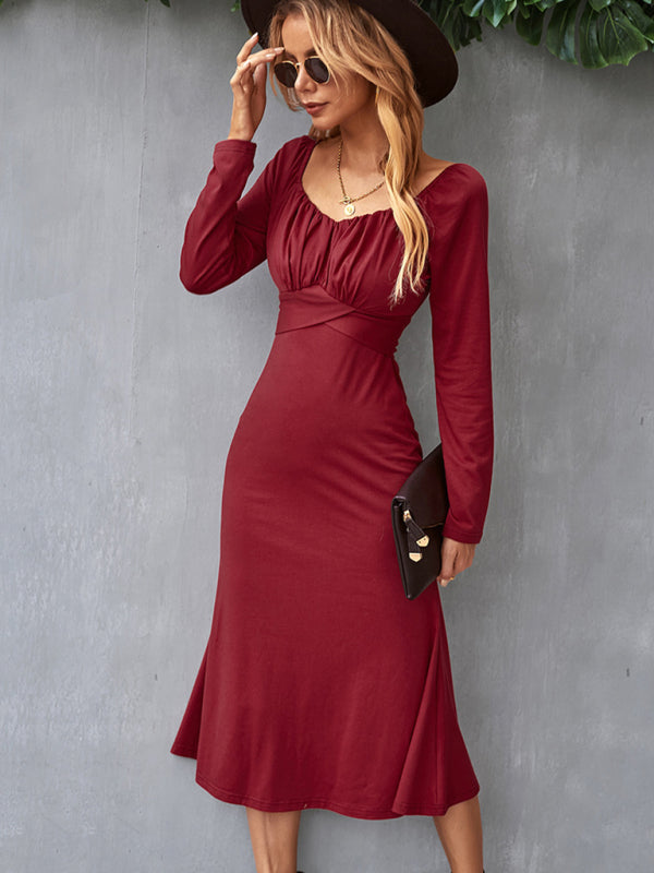 Solid Knit Raglan Sleeve Dress kakaclo