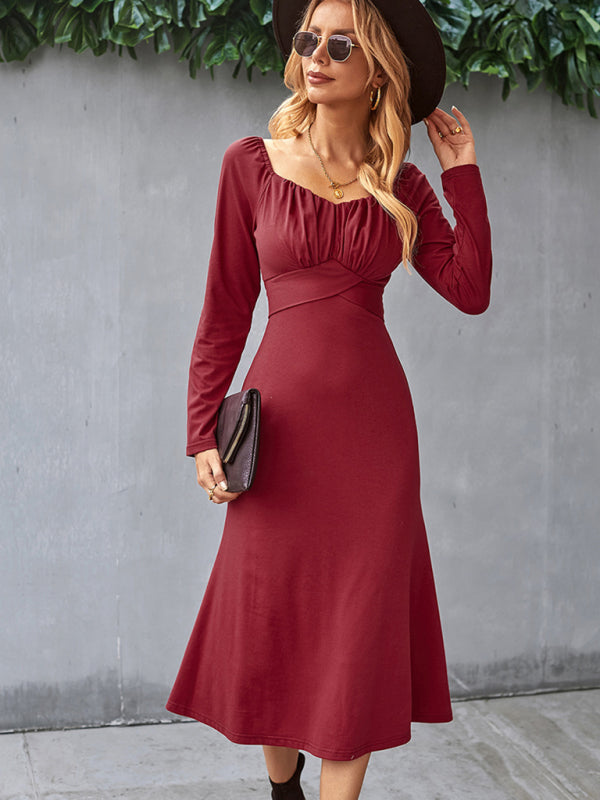 Solid Knit Raglan Sleeve Dress kakaclo