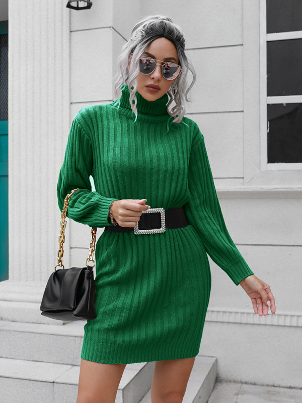 pit stripe high collar wool dress kakaclo