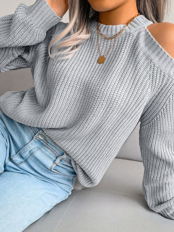 off shoulder loose knit sweater kakaclo