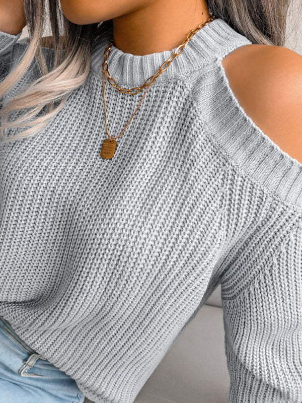 off shoulder loose knit sweater kakaclo