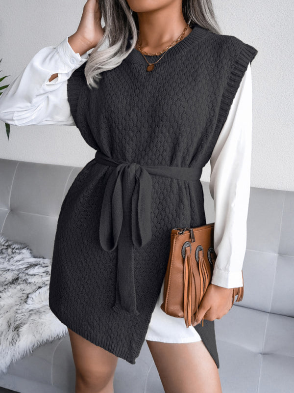 belt vest wool skirt knitted dress BLUE ZONE PLANET