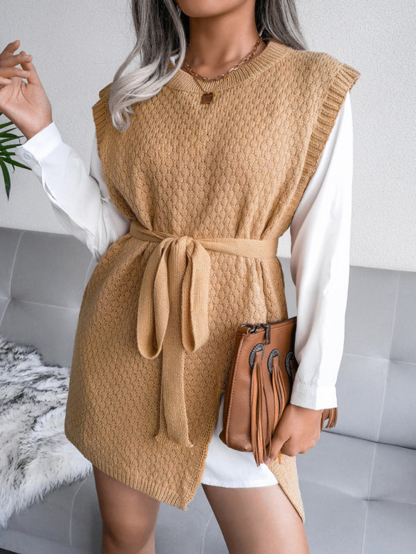 belt vest wool skirt knitted dress BLUE ZONE PLANET