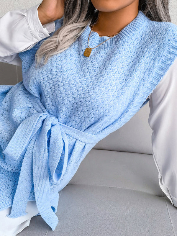 belt vest wool skirt knitted dress BLUE ZONE PLANET