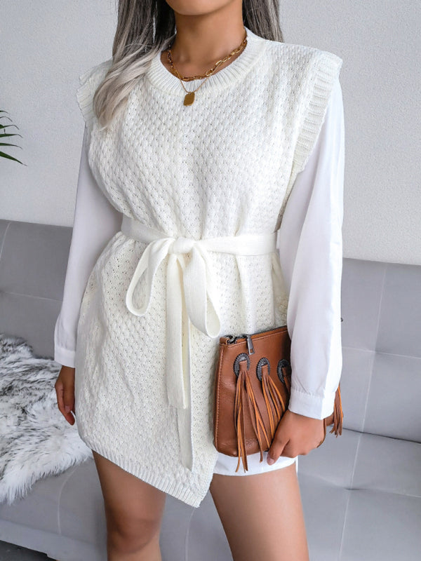 belt vest wool skirt knitted dress BLUE ZONE PLANET