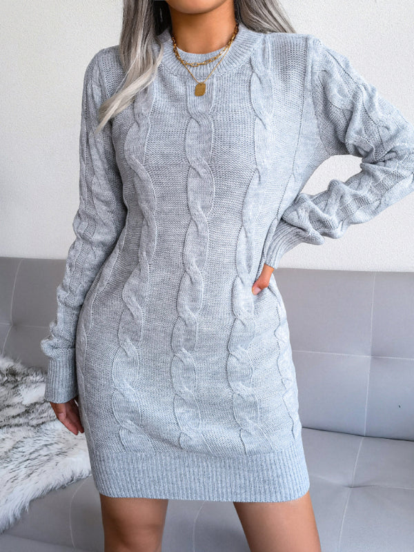 Blue Zone Planet | Women's fried dough twist buttock wrapped wool dress knitted dress kakaclo