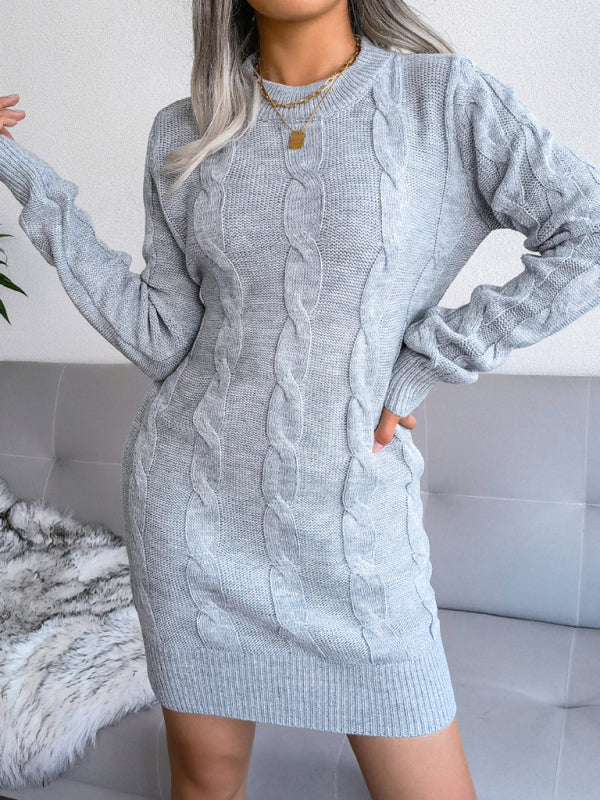 Blue Zone Planet | Women's fried dough twist buttock wrapped wool dress knitted dress kakaclo