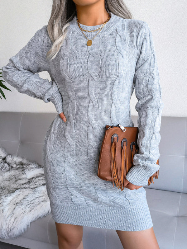 Blue Zone Planet | Women's fried dough twist buttock wrapped wool dress knitted dress kakaclo