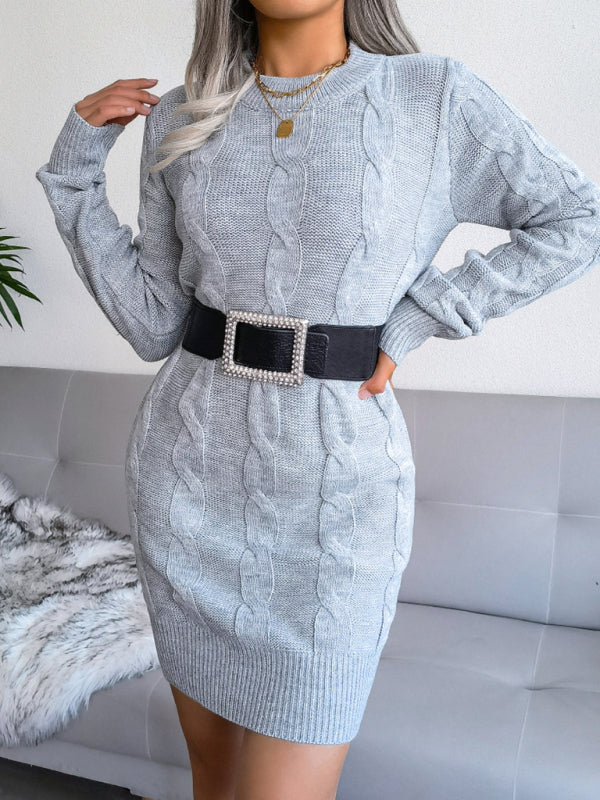 Blue Zone Planet | Women's fried dough twist buttock wrapped wool dress knitted dress kakaclo