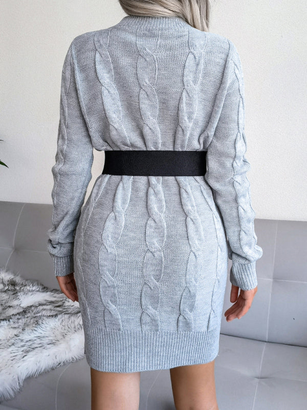 Blue Zone Planet | Women's fried dough twist buttock wrapped wool dress knitted dress kakaclo
