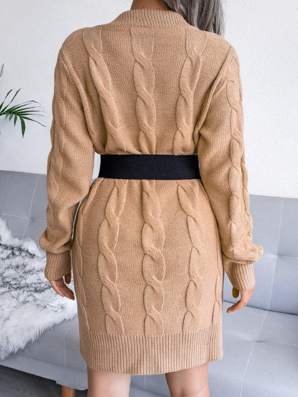 Blue Zone Planet | Women's fried dough twist buttock wrapped wool dress knitted dress kakaclo