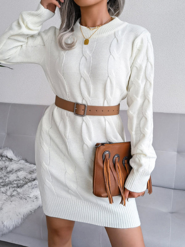 Blue Zone Planet | Women's fried dough twist buttock wrapped wool dress knitted dress kakaclo