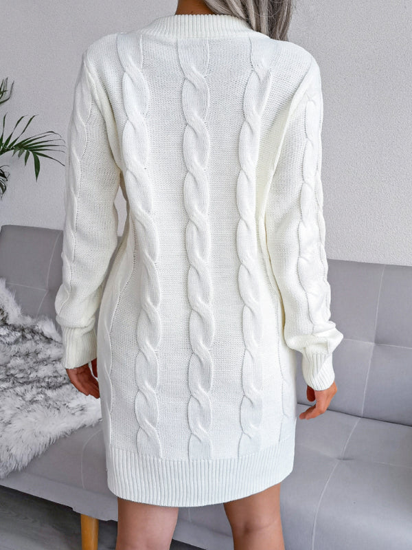 Blue Zone Planet | Women's fried dough twist buttock wrapped wool dress knitted dress kakaclo