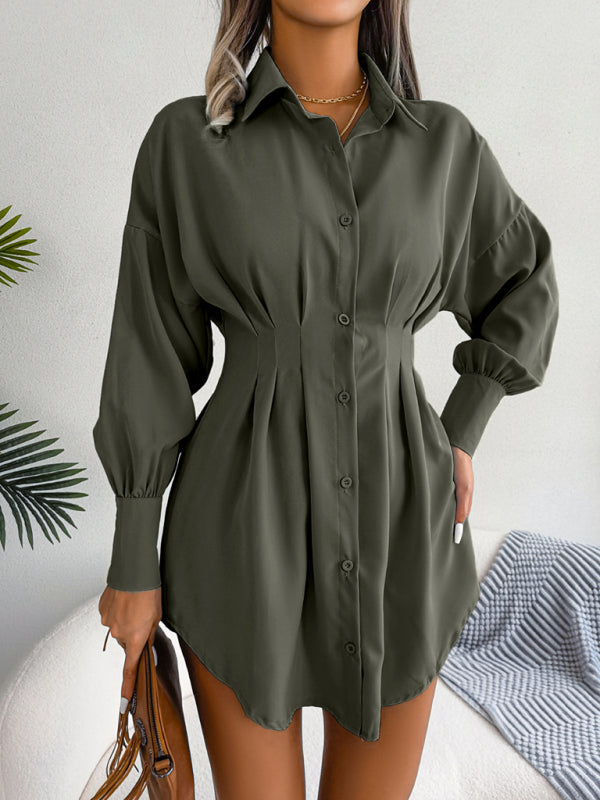 Lantern Sleeve waist asymmetric dress shirt skirt kakaclo