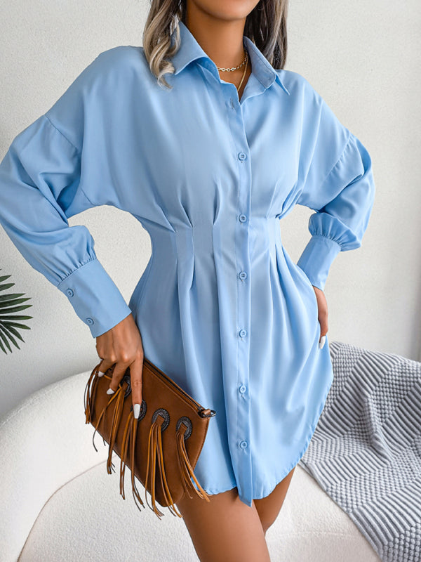 Lantern Sleeve waist asymmetric dress shirt skirt kakaclo