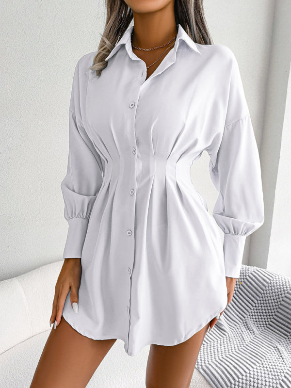 Lantern Sleeve waist asymmetric dress shirt skirt kakaclo