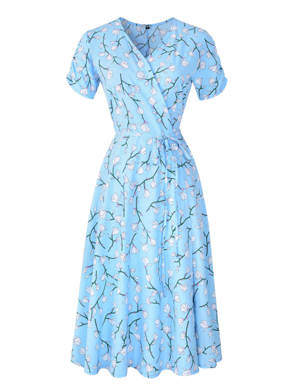 Blue Zone Planet | Women's Bohemian Beach Dress Chiffon Print Swing Dress kakaclo