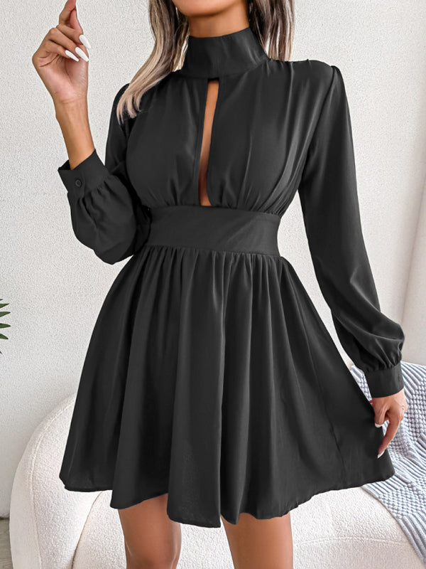 hollowed out waist and large swing dress BLUE ZONE PLANET