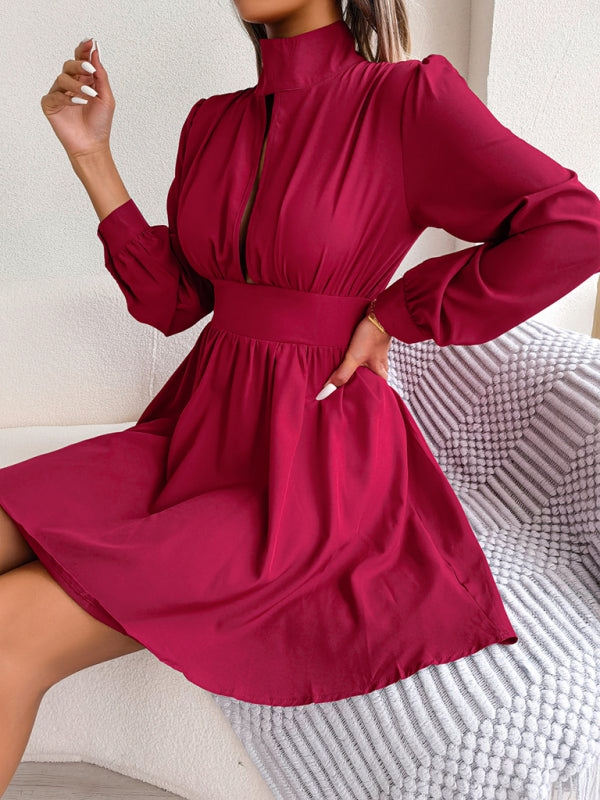 hollowed out waist and large swing dress BLUE ZONE PLANET