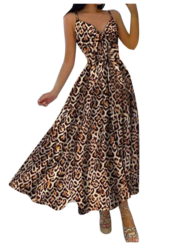 Lace Up Full Floral Halter Dress Long BLUE ZONE PLANET