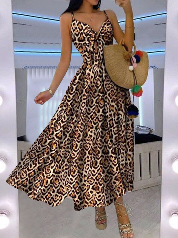 Lace Up Full Floral Halter Dress Long BLUE ZONE PLANET