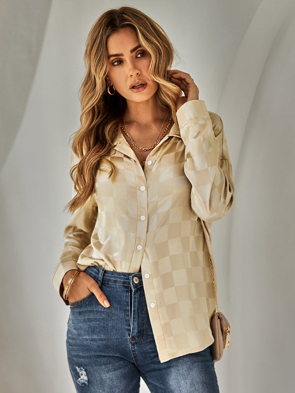 Blue Zone Planet | cardigan Plaid jacquard shirt BLUE ZONE PLANET