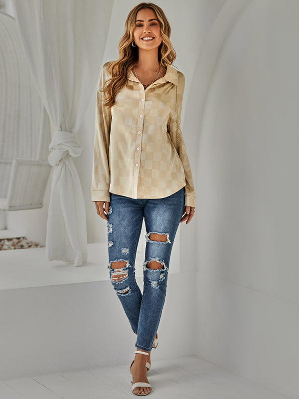 Blue Zone Planet | cardigan Plaid jacquard shirt BLUE ZONE PLANET