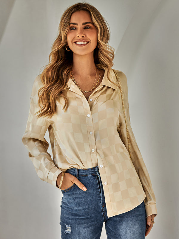 Blue Zone Planet | cardigan Plaid jacquard shirt BLUE ZONE PLANET