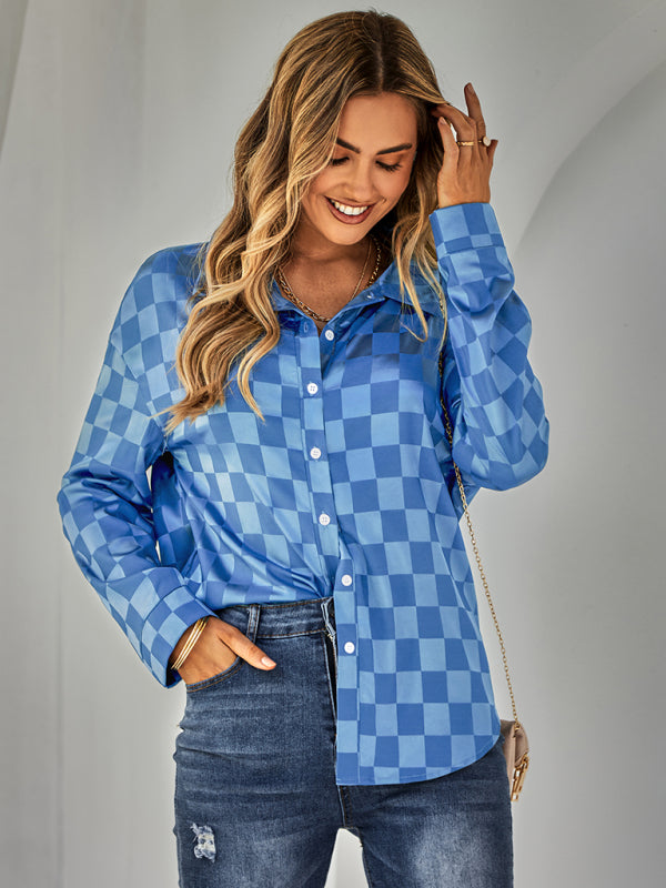 Blue Zone Planet | cardigan Plaid jacquard shirt BLUE ZONE PLANET