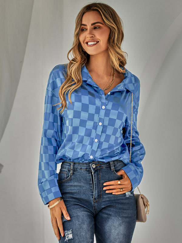 Blue Zone Planet | cardigan Plaid jacquard shirt BLUE ZONE PLANET