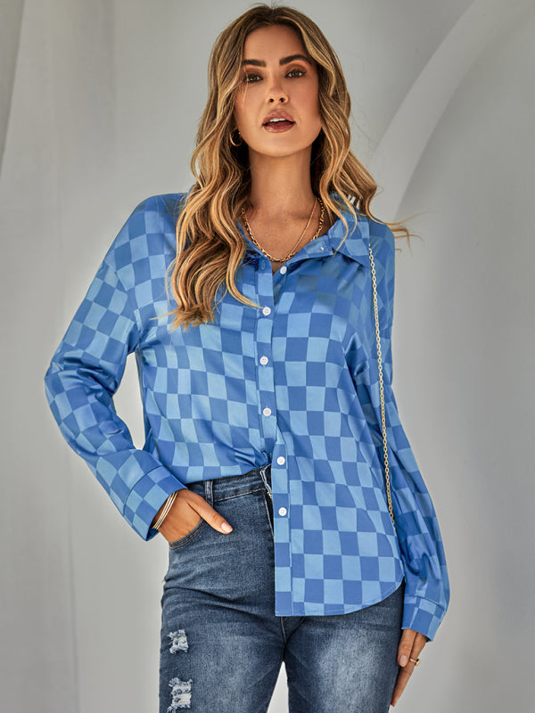 Blue Zone Planet | cardigan Plaid jacquard shirt BLUE ZONE PLANET