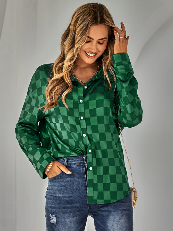 Blue Zone Planet | cardigan Plaid jacquard shirt BLUE ZONE PLANET
