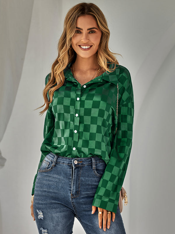Blue Zone Planet | cardigan Plaid jacquard shirt BLUE ZONE PLANET