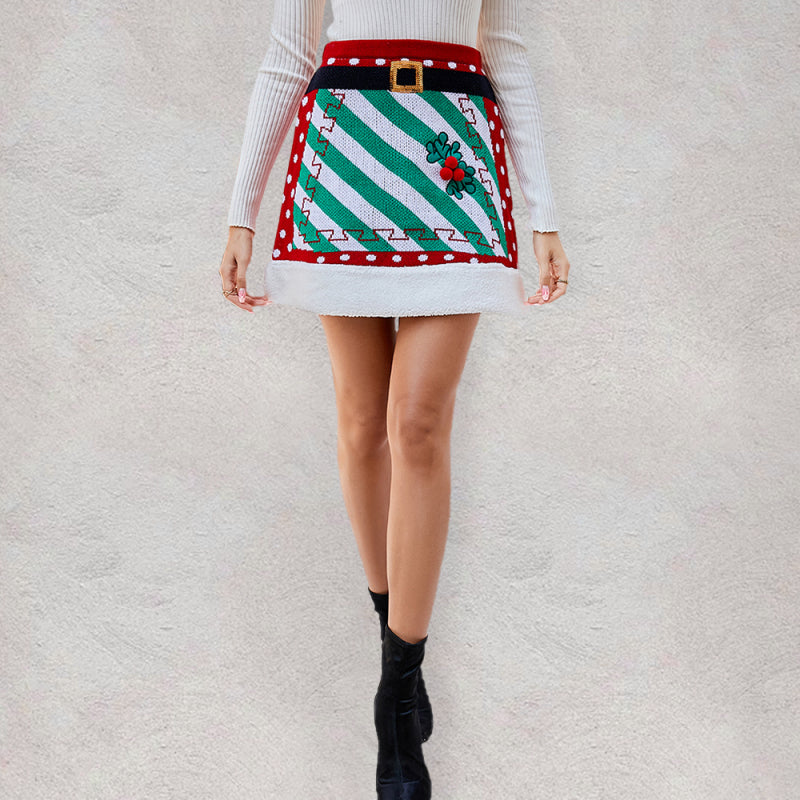 Blue Zone Planet | Women's Christmas Patchwork Knit A-line Dress kakaclo