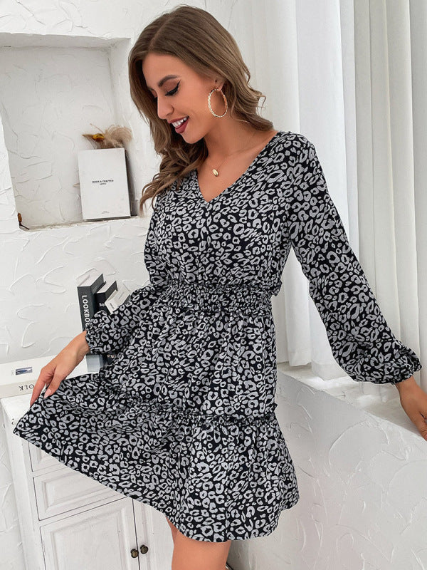 Blue Zone Planet | Women's Slim Cake Dress Ruffle Long Sleeve Dress kakaclo