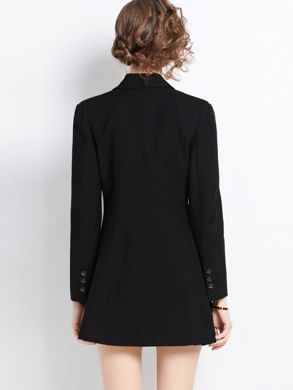 long-sleeved suit collar double-breasted jacket dress kakaclo
