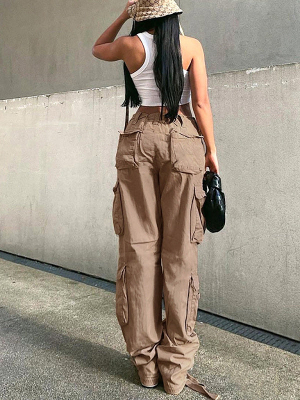 Blue Zone Planet | Straight High Waist Loose Wide Leg Retro Daddy Cargo Pants BLUE ZONE PLANET