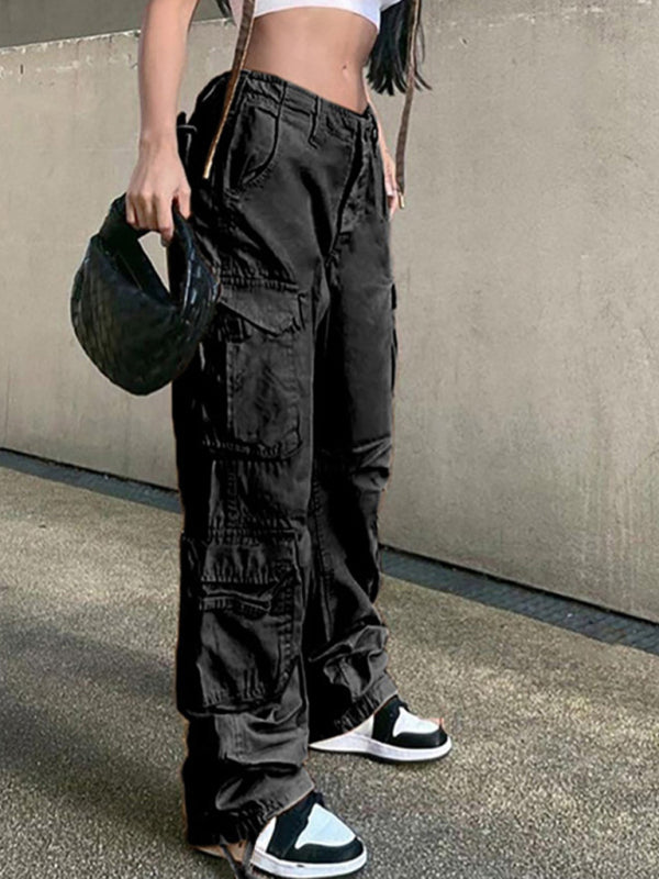 Blue Zone Planet | Straight High Waist Loose Wide Leg Retro Daddy Cargo Pants BLUE ZONE PLANET