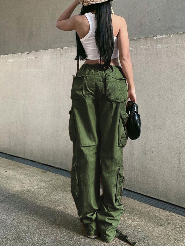 Blue Zone Planet | Straight High Waist Loose Wide Leg Retro Daddy Cargo Pants BLUE ZONE PLANET