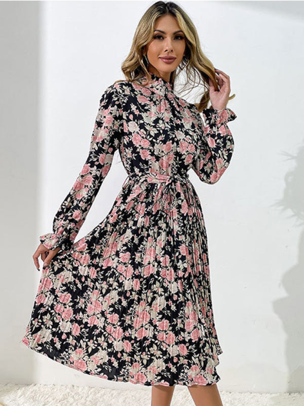 Blue Zone Planet | printed long -sleeved half -high -neck dress BLUE ZONE PLANET