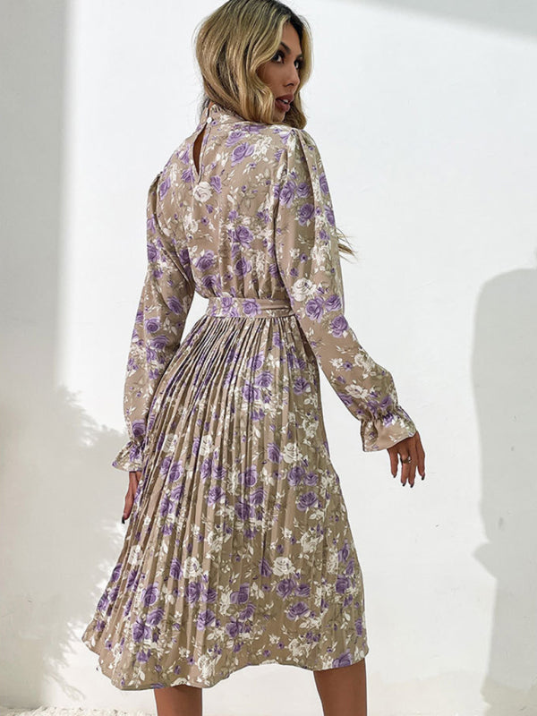 Blue Zone Planet | printed long -sleeved half -high -neck dress BLUE ZONE PLANET