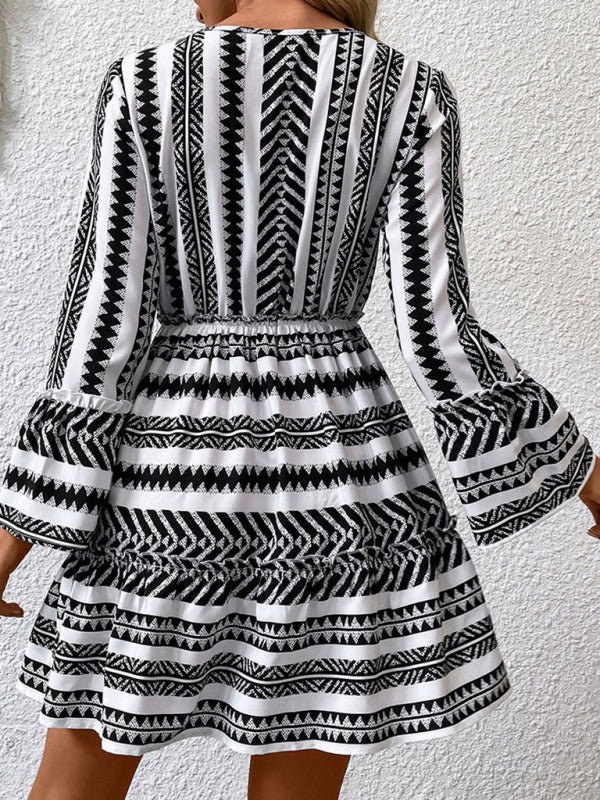 ruffled polka dot long sleeve dress autumn and winter kakaclo