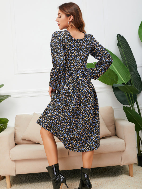 Blue Zone Planet | Women's square neck floral hem dress kakaclo