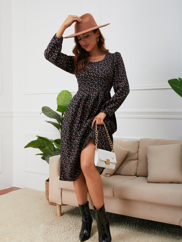 Blue Zone Planet | Women's square neck floral hem dress kakaclo