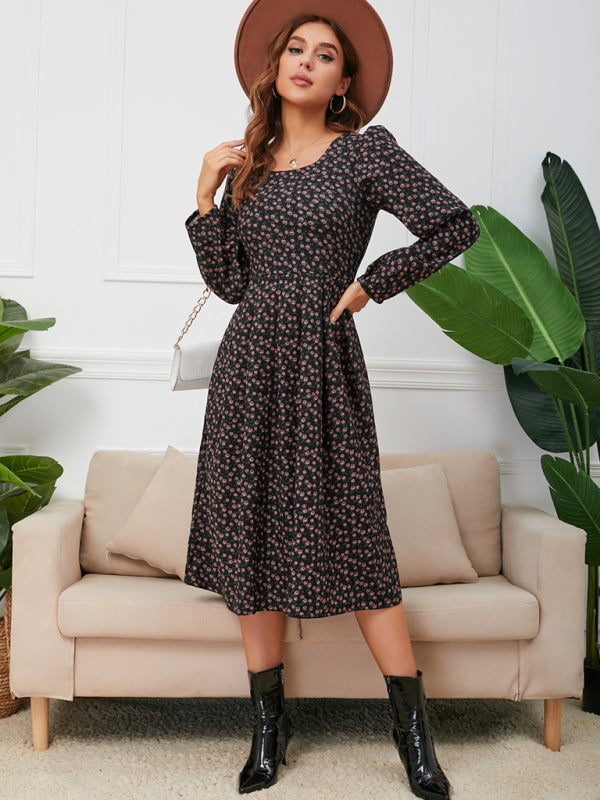 Blue Zone Planet | Women's square neck floral hem dress kakaclo