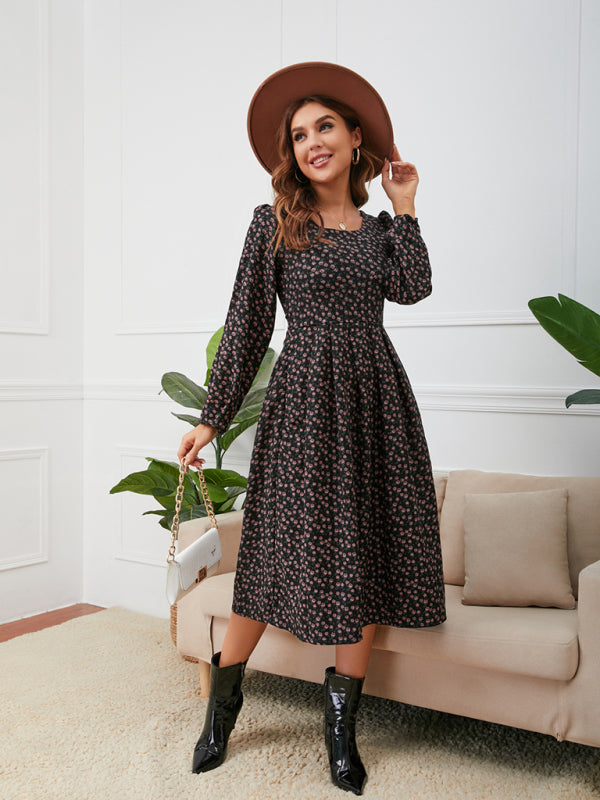 Blue Zone Planet | Women's square neck floral hem dress kakaclo
