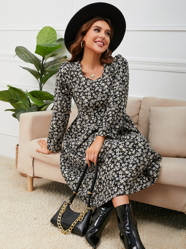 Blue Zone Planet | Women's square neck floral hem dress kakaclo